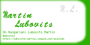 martin lubovits business card